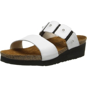 image:imageNAOT Footwear Ashley Womens Slide with Cork Footbed and Arch Comfort and Support  Rhinestone Slip On Lightweight and Perfect for TravelWhite Patent Lthr