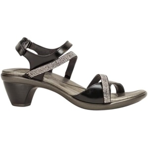 image:imageNAOT Footwear Innovate Womens Heel Rhinestone Sandal with Cork Footbed and Arch Support Footbed  Adjustable Ankle Strap  Comfort and Support  Lightweight and Perfect for TravelBlack Madras LthrBlack WClear Rhinestones