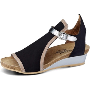 image:imageNAOT Footwear Womens Fiona Wedge SandalBlack NubuckKhakiSilver