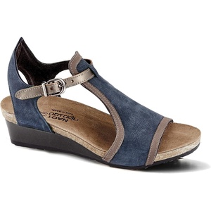 image:imageNAOT Footwear Womens Fiona Wedge SandalNavy Velvet NubuckShiitake NubuckPewter Lthr