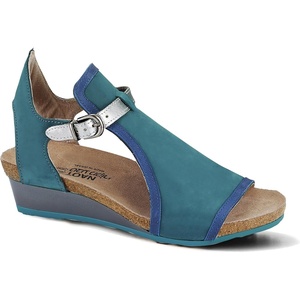 image:imageNAOT Footwear Womens Fiona Wedge SandalTeal NubuckOily Blue NubuckSilver Luster Lthr