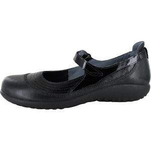 image:imageNAOT Footwear Womens Kirei Maryjane with Cork Footbed and Arch Comfort and Support  Lightweight and Perfect for Travel Removable FootbedBlack Madras LeatherShiny Black Leather