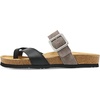 image:imageNAOT Footwear Fresno Womens Toe Loop Slide Sandal with Cork Footbed and Arch Support  Buckle  Comfort and Support  Lightweight and Perfect for Travel  Medium to Wide FitSoft Black LthrTaupe Gray Suede