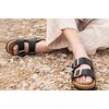 image:imageNAOT Footwear Santa Barbara Womens Slide with Cork Footbed and Arch Comfort and Support  Slip On Lightweight and Perfect for TravelSoft Black Lthr