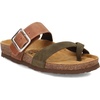 image:imageNAOT Footwear Fresno Womens Toe Loop Slide Sandal with Cork Footbed and Arch Support  Buckle  Comfort and Support  Lightweight and Perfect for Travel  Medium to Wide FitLatte Brown LthrOily Olive Suede