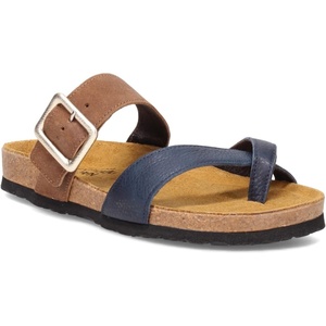 image:imageNAOT Footwear Fresno Womens Toe Loop Slide Sandal with Cork Footbed and Arch Support  Buckle  Comfort and Support  Lightweight and Perfect for Travel  Medium to Wide FitSoft Ink LthrAntique Brown Suede