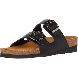 image:imageNAOT Footwear Santa Barbara Womens Slide with Cork Footbed and Arch Comfort and Support  Slip On Lightweight and Perfect for TravelSoft Black Lthr