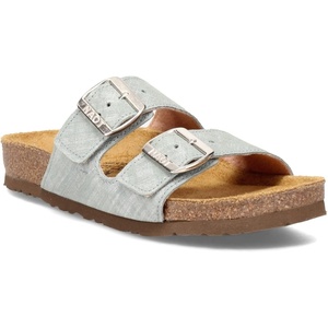 image:imageNAOT Footwear Santa Barbara Womens Slide with Cork Footbed and Arch Comfort and Support  Slip On Lightweight and Perfect for TravelTeal Linen Lthr