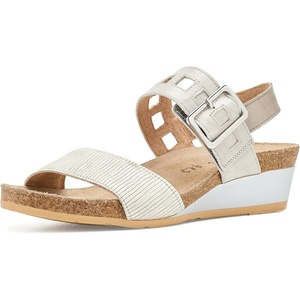image:imageNAOT Footwear Womens Dynasty Sandal  Leather Cushioning Casual SlipOnPlatinum Striped SuedeQuartz Metallic LeatherTitanium Leather